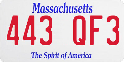 MA license plate 443QF3