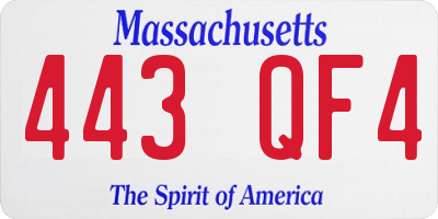 MA license plate 443QF4