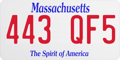 MA license plate 443QF5