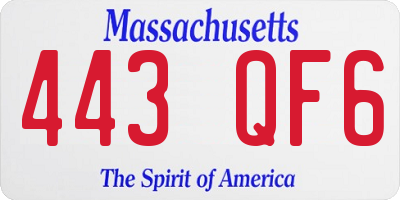 MA license plate 443QF6