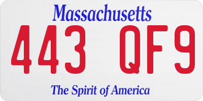 MA license plate 443QF9
