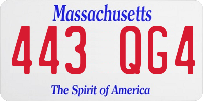 MA license plate 443QG4