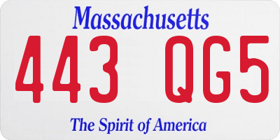 MA license plate 443QG5