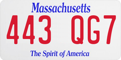 MA license plate 443QG7