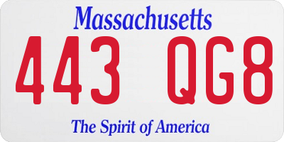 MA license plate 443QG8