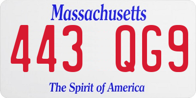MA license plate 443QG9