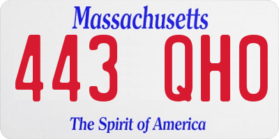 MA license plate 443QH0