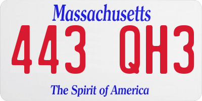 MA license plate 443QH3