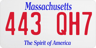 MA license plate 443QH7