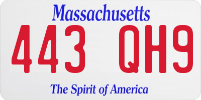 MA license plate 443QH9