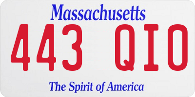 MA license plate 443QI0