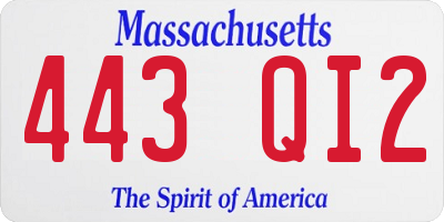MA license plate 443QI2