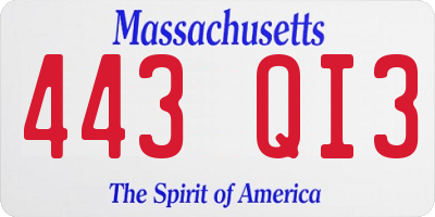 MA license plate 443QI3