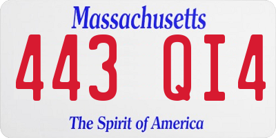 MA license plate 443QI4