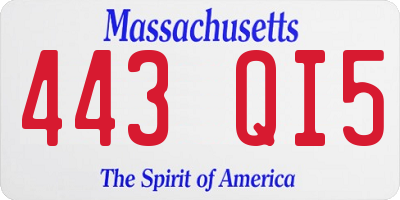 MA license plate 443QI5