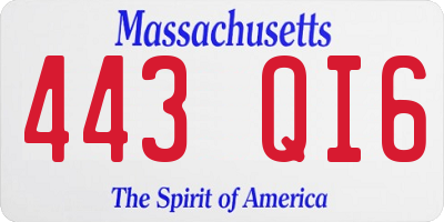 MA license plate 443QI6
