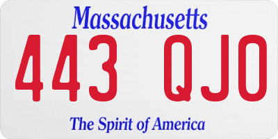 MA license plate 443QJ0