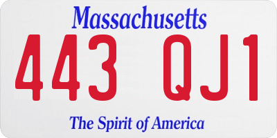 MA license plate 443QJ1
