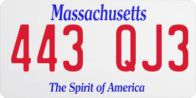 MA license plate 443QJ3