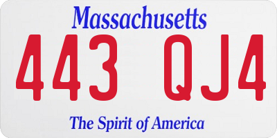 MA license plate 443QJ4