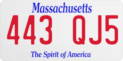 MA license plate 443QJ5