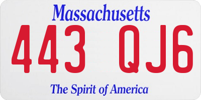MA license plate 443QJ6