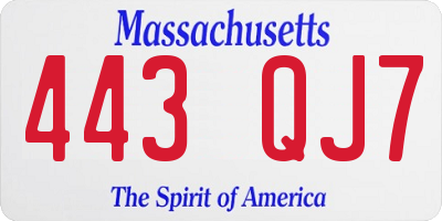 MA license plate 443QJ7
