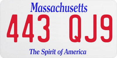 MA license plate 443QJ9
