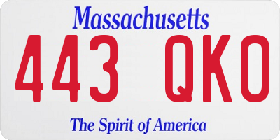 MA license plate 443QK0