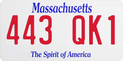MA license plate 443QK1