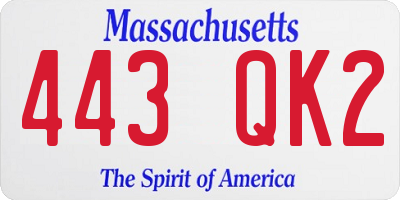 MA license plate 443QK2
