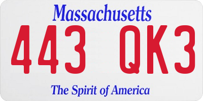 MA license plate 443QK3