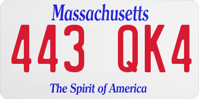 MA license plate 443QK4