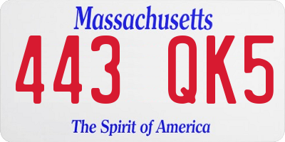 MA license plate 443QK5