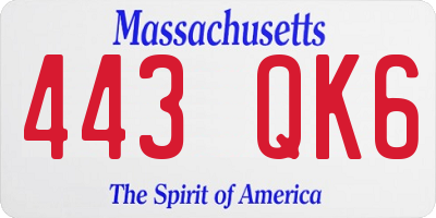 MA license plate 443QK6