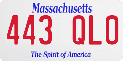 MA license plate 443QL0