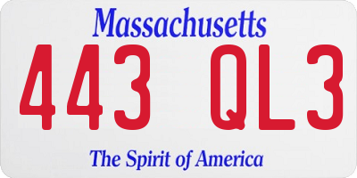 MA license plate 443QL3