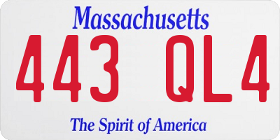 MA license plate 443QL4