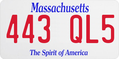 MA license plate 443QL5