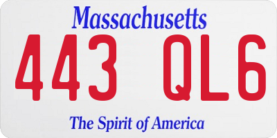MA license plate 443QL6