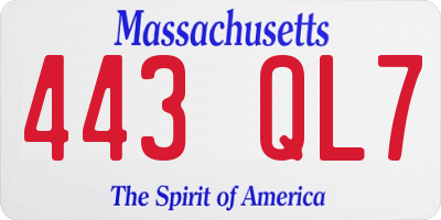 MA license plate 443QL7