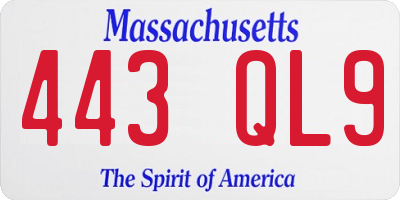 MA license plate 443QL9