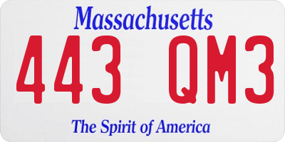 MA license plate 443QM3