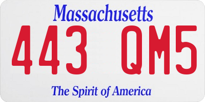 MA license plate 443QM5