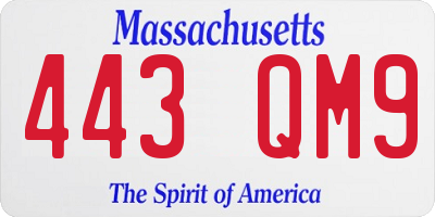 MA license plate 443QM9