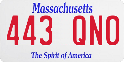 MA license plate 443QN0