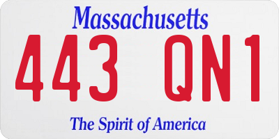 MA license plate 443QN1