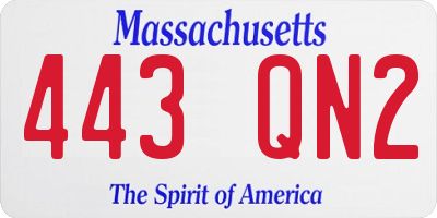 MA license plate 443QN2