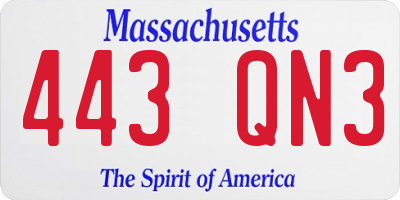 MA license plate 443QN3