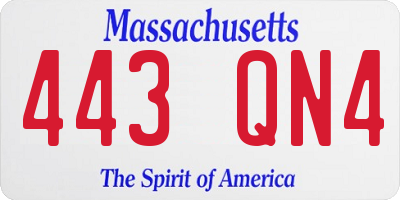 MA license plate 443QN4